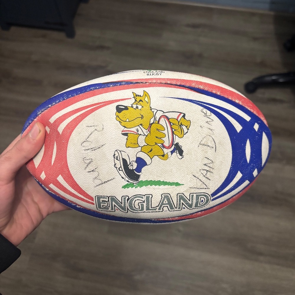 England Rugby Mascot Ball Gilbert Official Signed Autograph Collectible